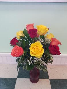 Dozen Mixed Fall Colored Roses